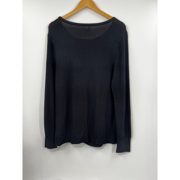 Chicos Sweater Womens X Large Crewneck Long Sleeve Knit Pullover Black - Picture 5 of 7